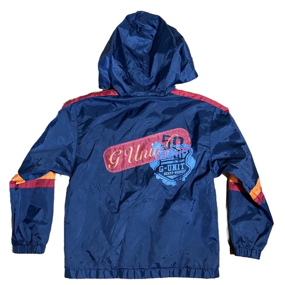 G-Unit Boy’s Graphic Blue Windbreaker Zip Up Jacket with Hood - Picture 3 of 3